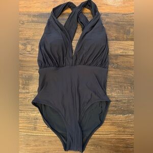 Classic Black One-Piece Swimsuit with Scoop Neckline